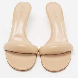 Pre Owned Gianvito Rossi Beige Leather Bijoux Slide Sandals Size 40