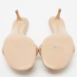 Pre Owned Gianvito Rossi Beige Leather Bijoux Slide Sandals Size 40