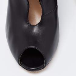 Pre Owned Gianvito Rossi Black Leather Vamp Peep Toe Booties Size 41