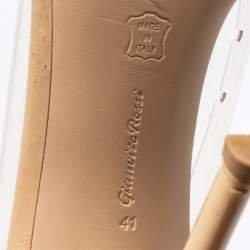 Pre Owned Gianvito Rossi Beige Patent Leather and PVC Plexi Pointed Toe Pumps Size 41