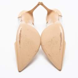 Pre Owned Gianvito Rossi Beige Patent Leather and PVC Plexi Pointed Toe Pumps Size 41