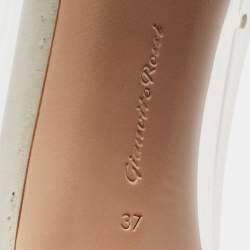 Pre Owned Gianvito Rossi White Leather And PVC Plexi Pointed Toe Pumps Size 37