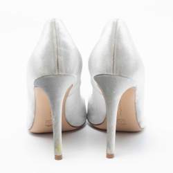 Pre Owned Gianvito Rossi Grey Velvet Pointed Toe Pumps Size 37