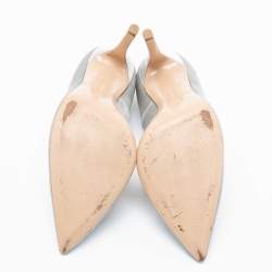 Pre Owned Gianvito Rossi Grey Velvet Pointed Toe Pumps Size 37