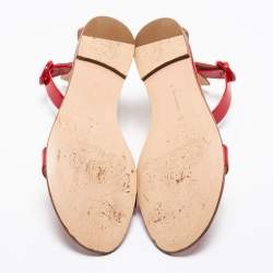 Pre Owned Gianvito Rossi Red Patent Leather Ankle Strap Sandals Size 40