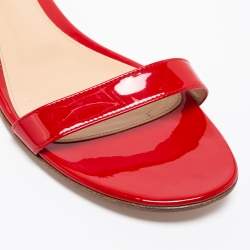 Pre Owned Gianvito Rossi Red Patent Leather Ankle Strap Sandals Size 40