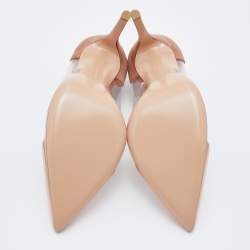 Pre Owned Gianvito Rossi Metallic Rose Gold Leather And PVC Plexi Pointed Toe Pumps Size 38.5