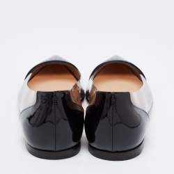 Pre Owned Gianvito Rossi Black Patent Leather And PVC Plexi Pointed Toe Ballet Flats Size 39.5