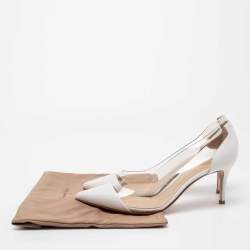 Pre Owned Gianvito Rossi White Leather and PVC Plexi Pumps Size 38.5