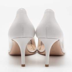 Pre Owned Gianvito Rossi White Leather and PVC Plexi Pumps Size 38.5