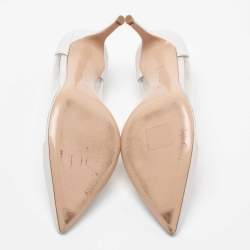 Pre Owned Gianvito Rossi White Leather and PVC Plexi Pumps Size 38.5