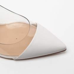 Pre Owned Gianvito Rossi White Leather and PVC Plexi Pumps Size 38.5