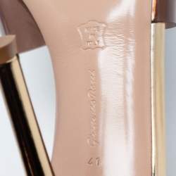 Pre Owned Gianvito Rossi Brown/Light Gold PVC and Leather Plexi Stark Ankle-Strap Sandals Size 41