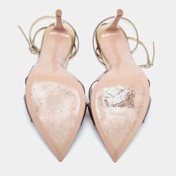 Pre Owned Gianvito Rossi Brown/Light Gold PVC and Leather Plexi Stark Ankle-Strap Sandals Size 41