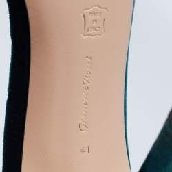 Pre Owned Gianvito Rossi Dark Green Velvet Portofino Ankle-Strap Sandals Size 41