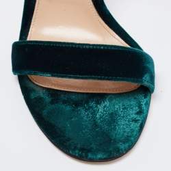 Pre Owned Gianvito Rossi Dark Green Velvet Portofino Ankle-Strap Sandals Size 41
