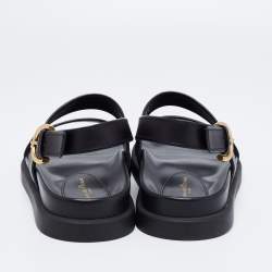 Pre Owned Gianvito Rossi Black Leather Bilbao Flat Sandals Size 39