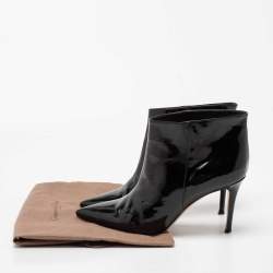 Pre Owned Gianvito Rossi Black Patent Leather Pointed Toe Ankle Length Boots Size 38