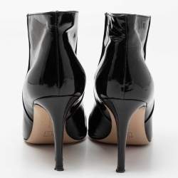 Pre Owned Gianvito Rossi Black Patent Leather Pointed Toe Ankle Length Boots Size 38
