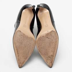 Pre Owned Gianvito Rossi Black Patent Leather Pointed Toe Ankle Length Boots Size 38