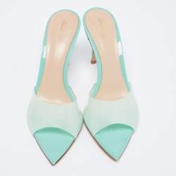 Pre Owned Gianvito Rossi Green PVC Elle Sandals Size 38