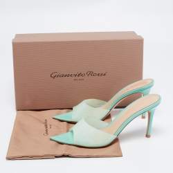 Pre Owned Gianvito Rossi Green PVC Elle Sandals Size 38