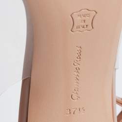 Pre Owned Gianvito Rossi Brown Leather and PVC Peep Toe Slingback Sandals Size 37.5