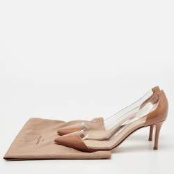 Pre Owned Gianvito Rossi Beige Patent Leather and PVC Plexi Pumps Size 37.5
