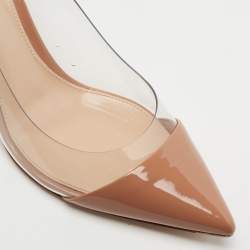 Pre Owned Gianvito Rossi Beige Patent Leather and PVC Plexi Pumps Size 37.5