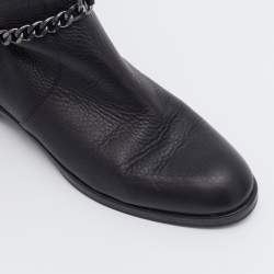 Pre Owned Gianvito Rossi Black Leather Knee Length Boots Size 37.5