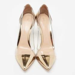Pre Owned Gianvito Rossi Gold PVC and Leather Plexi Pumps Size 38