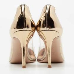 Pre Owned Gianvito Rossi Gold PVC and Leather Plexi Pumps Size 38