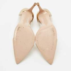 Pre Owned Gianvito Rossi Gold PVC and Leather Plexi Pumps Size 38