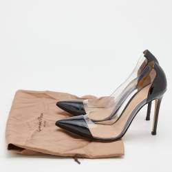 Pre Owned Gianvito Rossi Black/Transparent Patent Leather And PVC Plexi Pointed Toe Pumps Size 36
