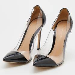 Pre Owned Gianvito Rossi Black/Transparent Patent Leather And PVC Plexi Pointed Toe Pumps Size 36