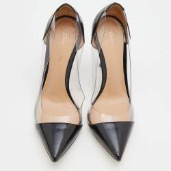 Pre Owned Gianvito Rossi Black/Transparent Patent Leather And PVC Plexi Pointed Toe Pumps Size 36