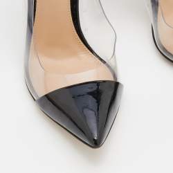 Pre Owned Gianvito Rossi Black/Transparent Patent Leather And PVC Plexi Pointed Toe Pumps Size 36