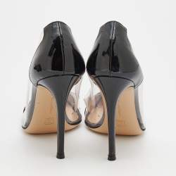 Pre Owned Gianvito Rossi Black/Transparent Patent Leather And PVC Plexi Pointed Toe Pumps Size 36