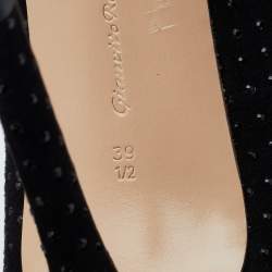 Pre Owned Gianvito Rossi Black Suede Crystal Embellished Pointed Toe Pumps Size 39.5