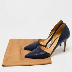 Pre Owned Gianvito Rossi Midnight Blue Leather D'orsay Pumps Size 41