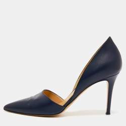 Pre Owned Gianvito Rossi Midnight Blue Leather D'orsay Pumps Size 41