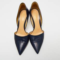 Pre Owned Gianvito Rossi Midnight Blue Leather D'orsay Pumps Size 41