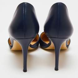 Pre Owned Gianvito Rossi Midnight Blue Leather D'orsay Pumps Size 41