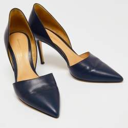 Pre Owned Gianvito Rossi Midnight Blue Leather D'orsay Pumps Size 41