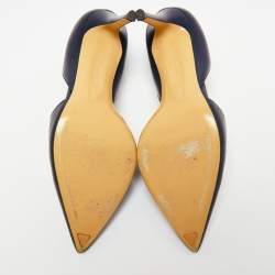 Pre Owned Gianvito Rossi Midnight Blue Leather D'orsay Pumps Size 41