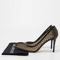 Pre Owned Gianvito Rossi Black Mesh and Leather Trim Pointed Toe Pumps Size 41