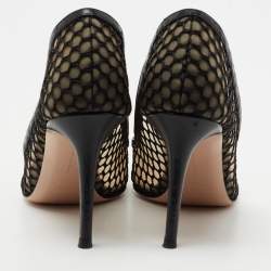 Pre Owned Gianvito Rossi Black Mesh and Leather Trim Pointed Toe Pumps Size 41