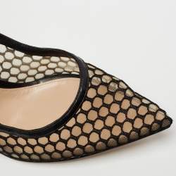 Pre Owned Gianvito Rossi Black Mesh and Leather Trim Pointed Toe Pumps Size 41