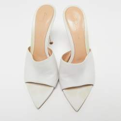 Pre Owned Gianvito Rossi White Leather Elle Slide Sandals Sandals Size 38