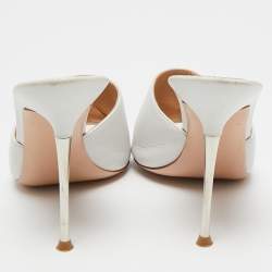 Pre Owned Gianvito Rossi White Leather Elle Slide Sandals Sandals Size 38